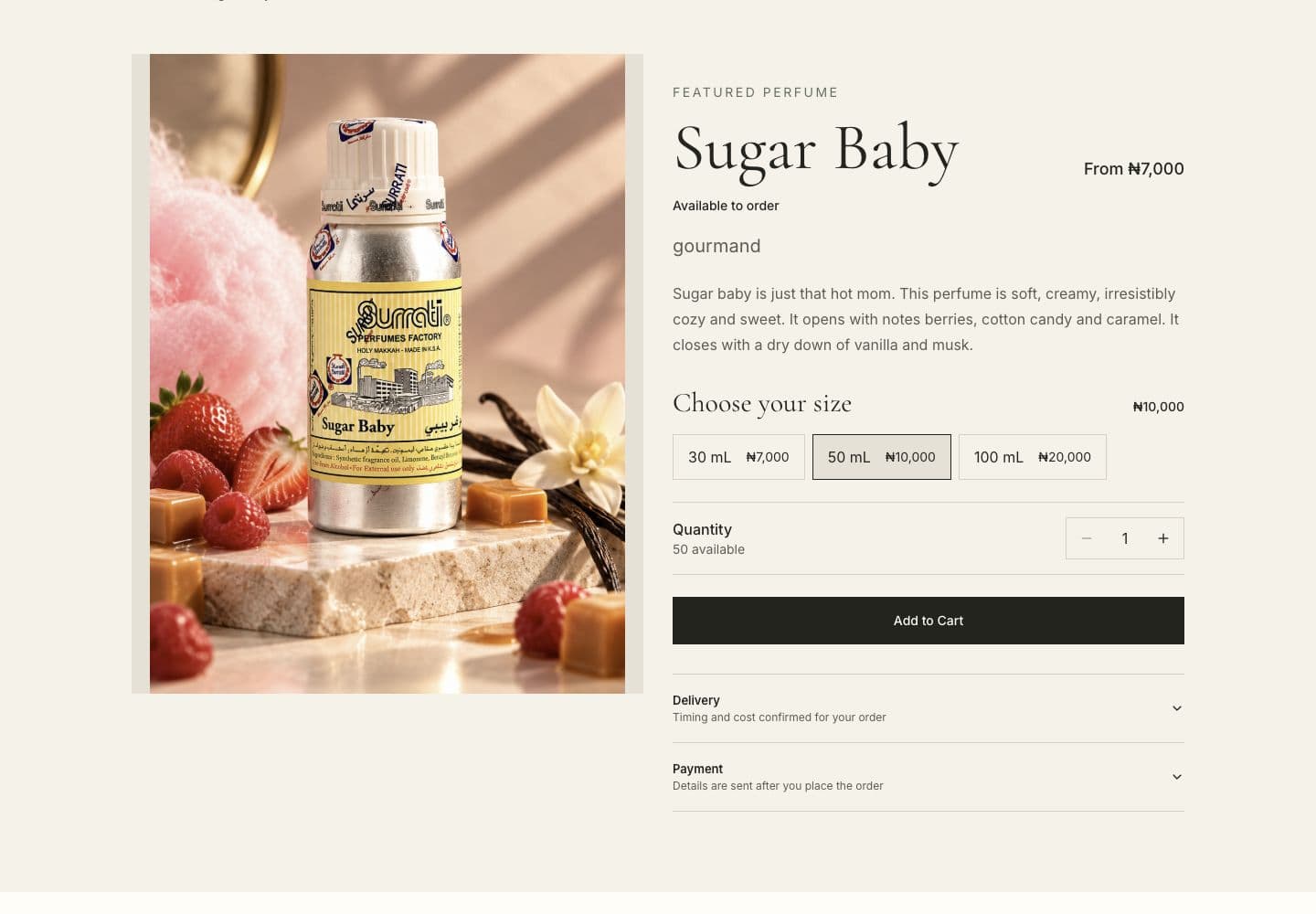 The genuine JPScents product-selection interface